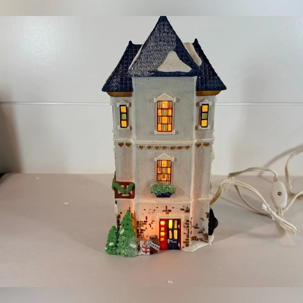 Department 56 Blue Roof Light-Up Holiday Tower with White Facade